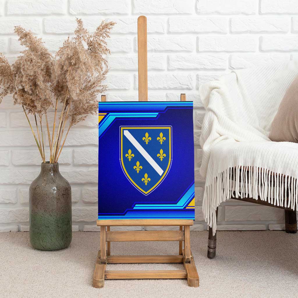 Bosnia and Herzegovina Coat of Arms Canvas Wall Art Blend of National Colors & Symbols