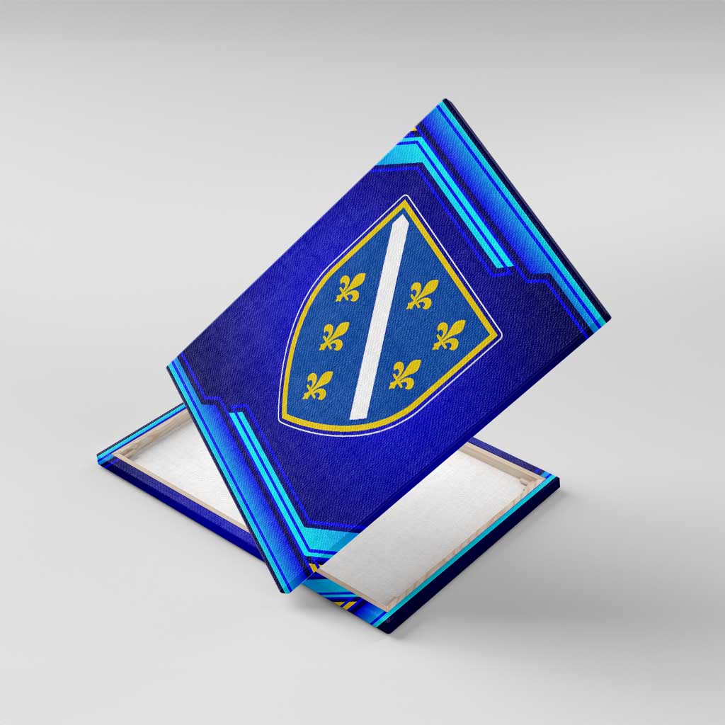 Bosnia and Herzegovina Coat of Arms Canvas Wall Art Blend of National Colors & Symbols