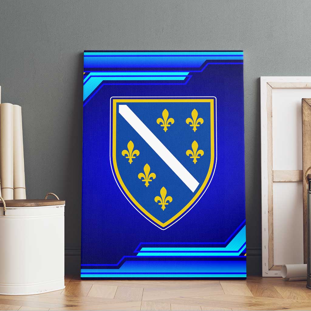 Bosnia and Herzegovina Coat of Arms Canvas Wall Art Blend of National Colors & Symbols