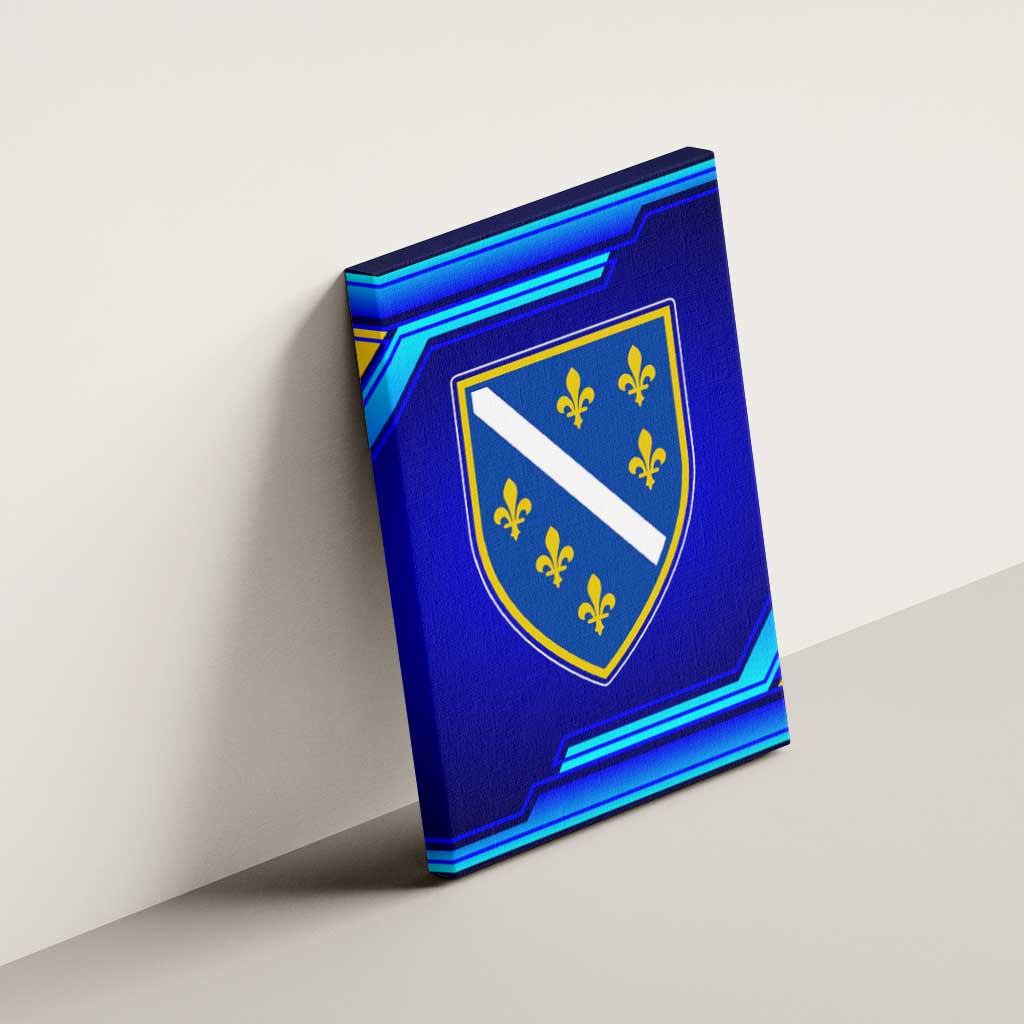 Bosnia and Herzegovina Coat of Arms Canvas Wall Art Blend of National Colors & Symbols