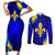Bosnia and Herzegovina Coat of Arms Couples Matching Short Sleeve Bodycon Dress and Long Sleeve Button Shirt Blend of National Colors & Symbols