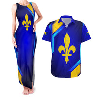 Bosnia and Herzegovina Coat of Arms Couples Matching Tank Maxi Dress and Hawaiian Shirt Blend of National Colors & Symbols