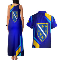 Bosnia and Herzegovina Coat of Arms Couples Matching Tank Maxi Dress and Hawaiian Shirt Blend of National Colors & Symbols