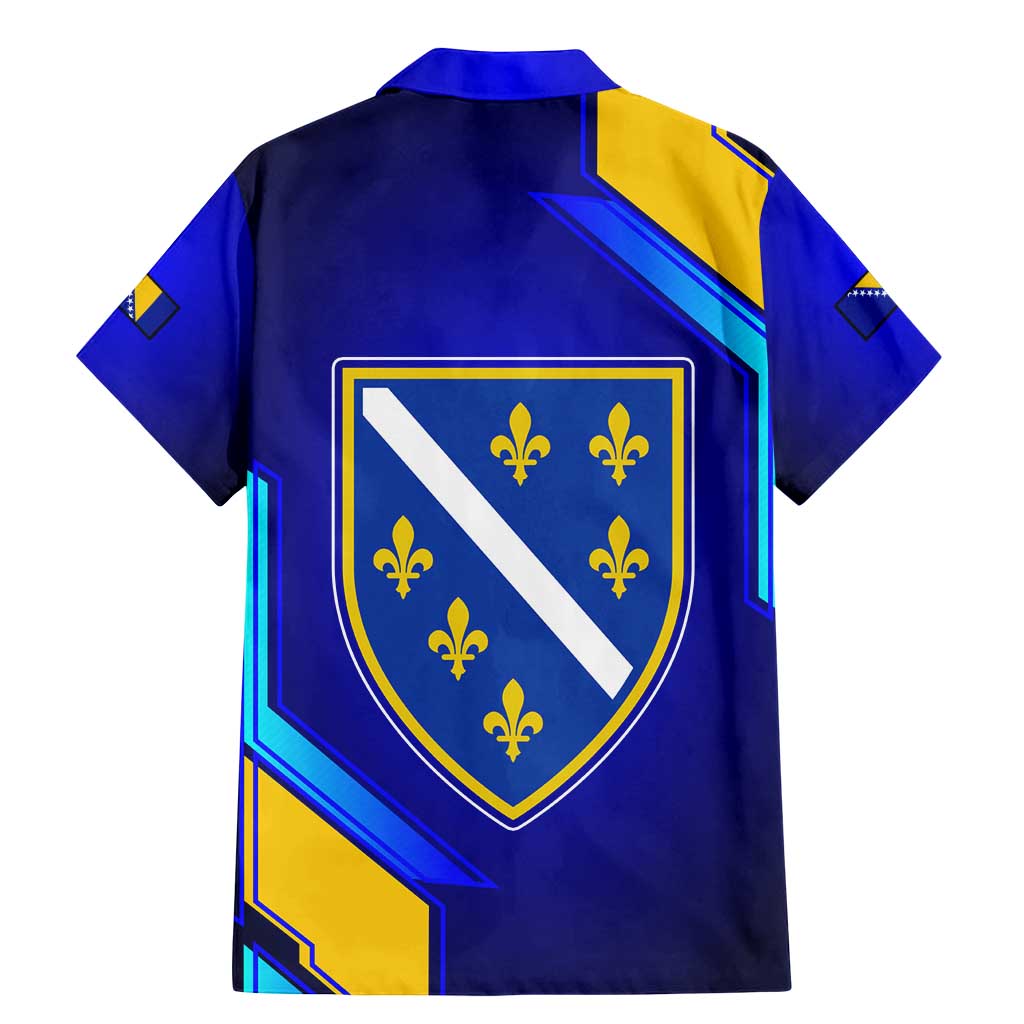 Bosnia and Herzegovina Coat of Arms Family Matching Mermaid Dress and Hawaiian Shirt Blend of National Colors & Symbols