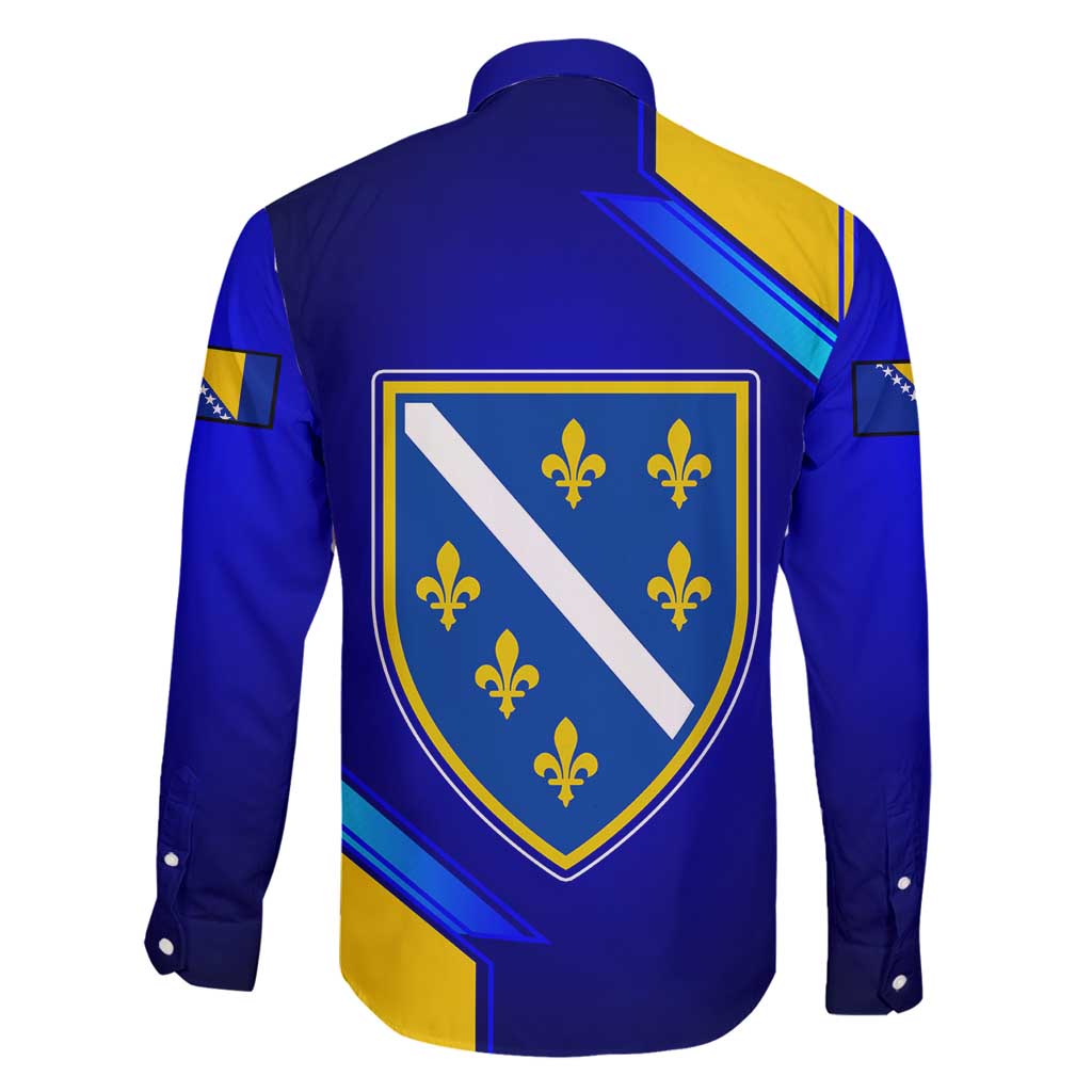 Bosnia and Herzegovina Coat of Arms Family Matching Off Shoulder Short Dress and Hawaiian Shirt Blend of National Colors & Symbols
