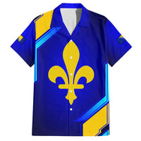 Bosnia and Herzegovina Coat of Arms Family Matching Puletasi and Hawaiian Shirt Blend of National Colors & Symbols