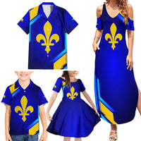 Bosnia and Herzegovina Coat of Arms Family Matching Summer Maxi Dress and Hawaiian Shirt Blend of National Colors & Symbols