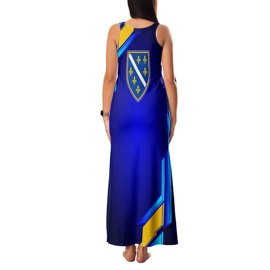 Bosnia and Herzegovina Coat of Arms Family Matching Tank Maxi Dress and Hawaiian Shirt Blend of National Colors & Symbols