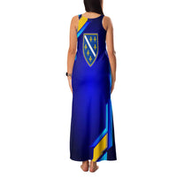 Bosnia and Herzegovina Coat of Arms Family Matching Tank Maxi Dress and Hawaiian Shirt Blend of National Colors & Symbols