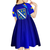 Bosnia and Herzegovina Coat of Arms Kid Short Sleeve Dress Blend of National Colors & Symbols