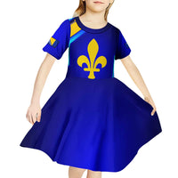 Bosnia and Herzegovina Coat of Arms Kid Short Sleeve Dress Blend of National Colors & Symbols