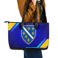 Bosnia and Herzegovina Coat of Arms Leather Tote Bag Blend of National Colors & Symbols