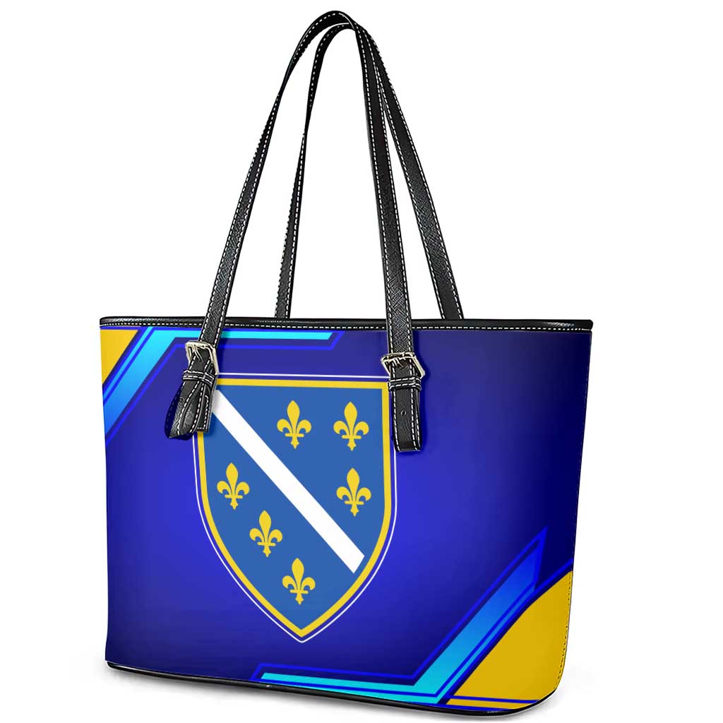 Bosnia and Herzegovina Coat of Arms Leather Tote Bag Blend of National Colors & Symbols