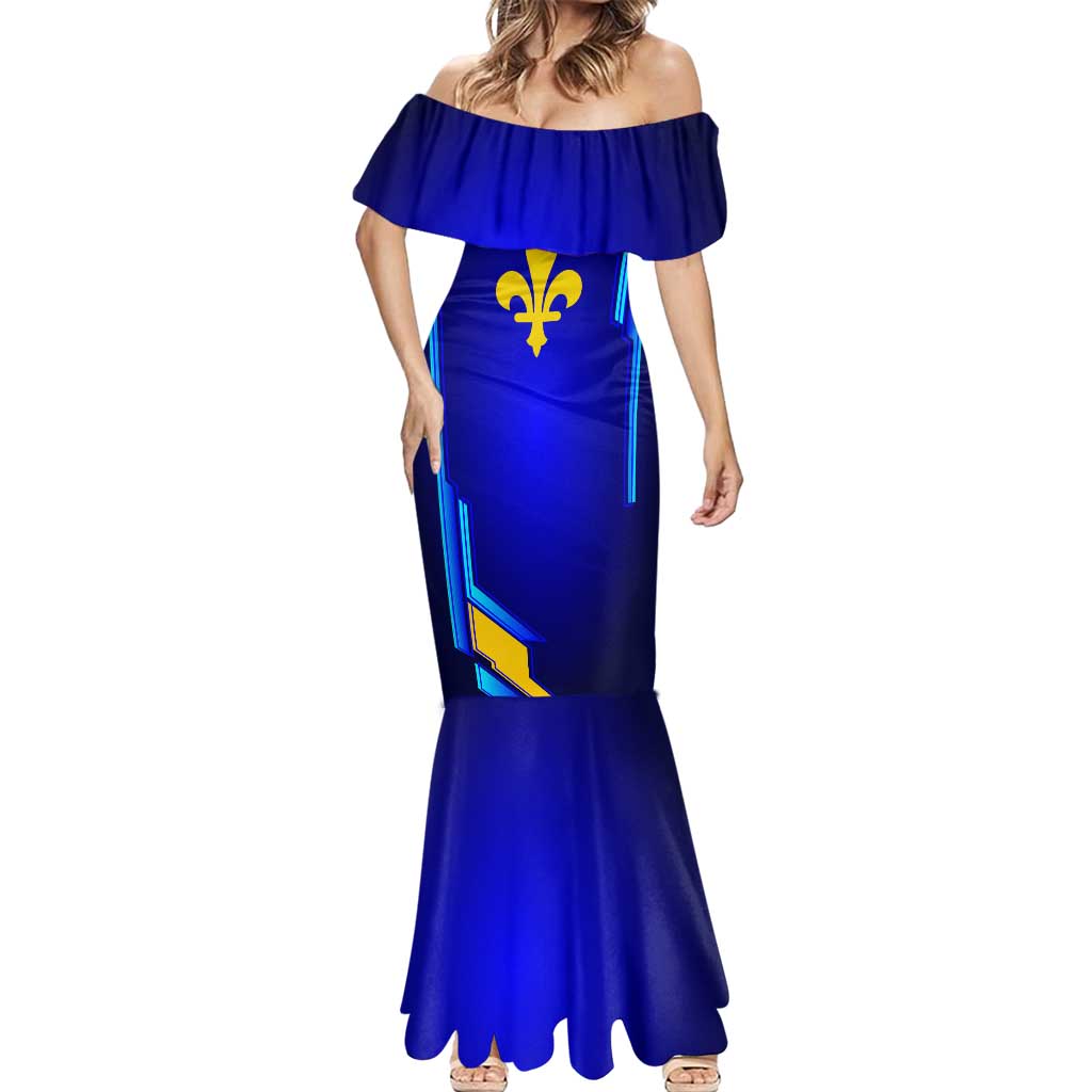 Bosnia and Herzegovina Coat of Arms Mermaid Dress Blend of National Colors & Symbols