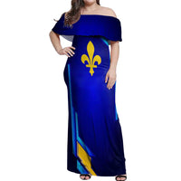 Bosnia and Herzegovina Coat of Arms Off Shoulder Maxi Dress Blend of National Colors & Symbols