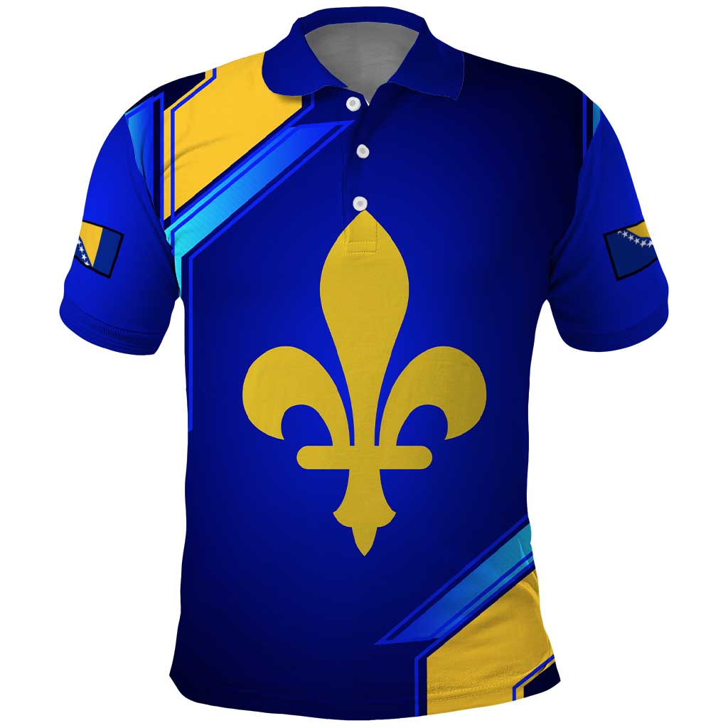Bosnia and Herzegovina Coat of Arms Polo Shirt Blend of National Colors & Symbols