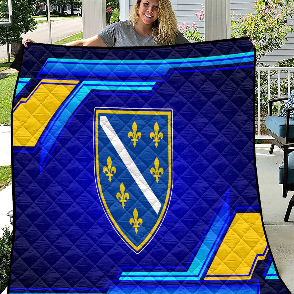Bosnia and Herzegovina Coat of Arms Quilt Blend of National Colors & Symbols