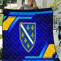 Bosnia and Herzegovina Coat of Arms Quilt Blend of National Colors & Symbols