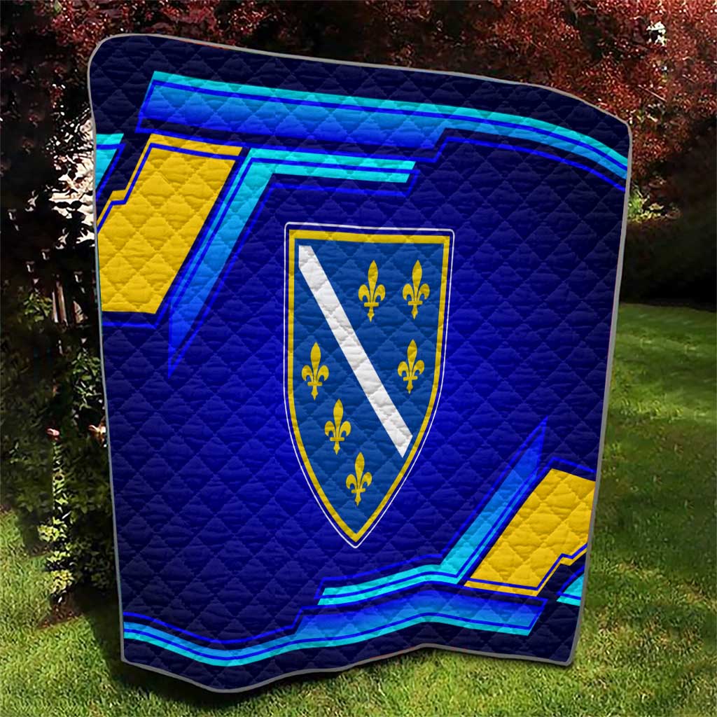 Bosnia and Herzegovina Coat of Arms Quilt Blend of National Colors & Symbols