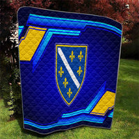 Bosnia and Herzegovina Coat of Arms Quilt Blend of National Colors & Symbols