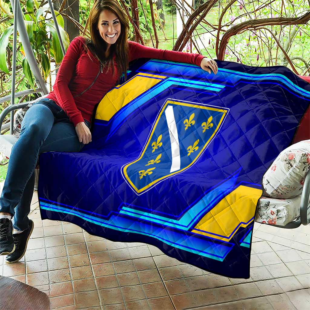 Bosnia and Herzegovina Coat of Arms Quilt Blend of National Colors & Symbols
