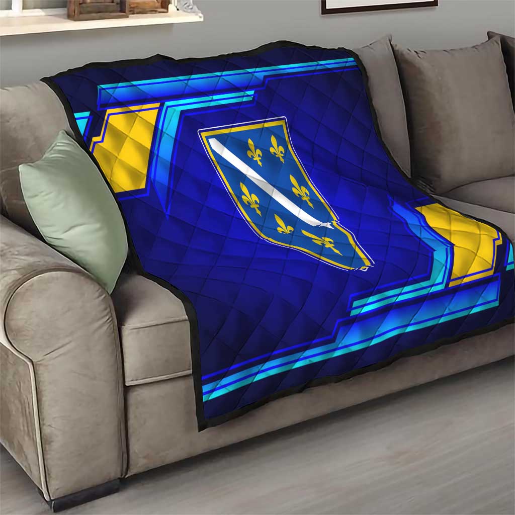 Bosnia and Herzegovina Coat of Arms Quilt Blend of National Colors & Symbols