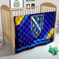 Bosnia and Herzegovina Coat of Arms Quilt Blend of National Colors & Symbols