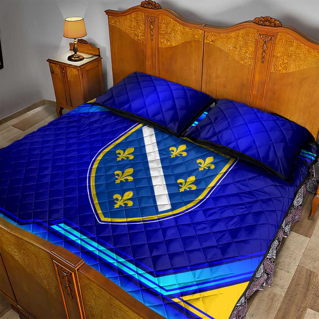 Bosnia and Herzegovina Coat of Arms Quilt Bed Set Blend of National Colors & Symbols