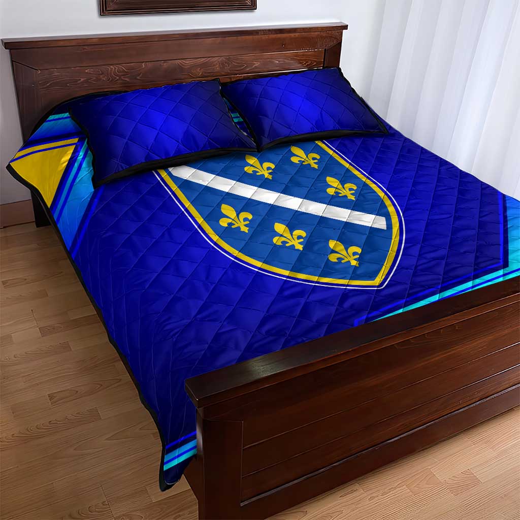 Bosnia and Herzegovina Coat of Arms Quilt Bed Set Blend of National Colors & Symbols