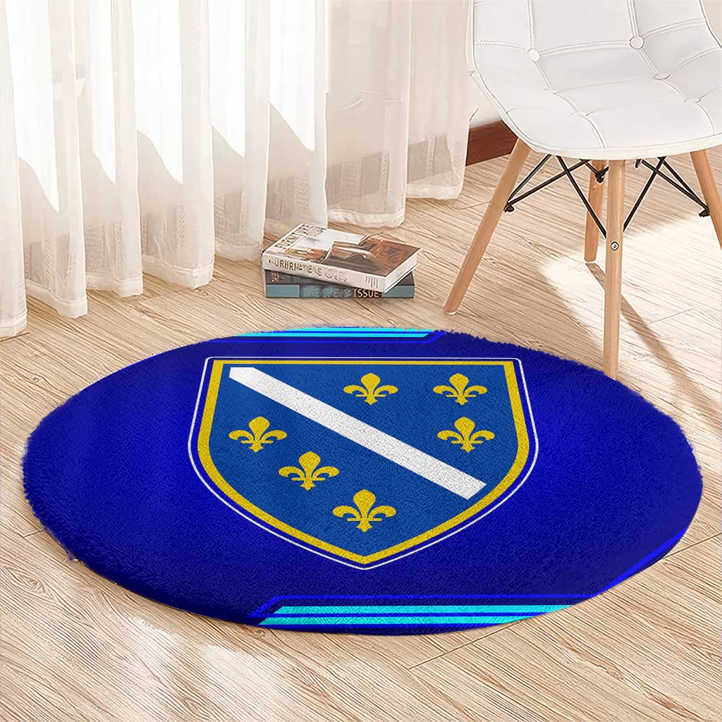 Bosnia and Herzegovina Coat of Arms Round Carpet Blend of National Colors & Symbols