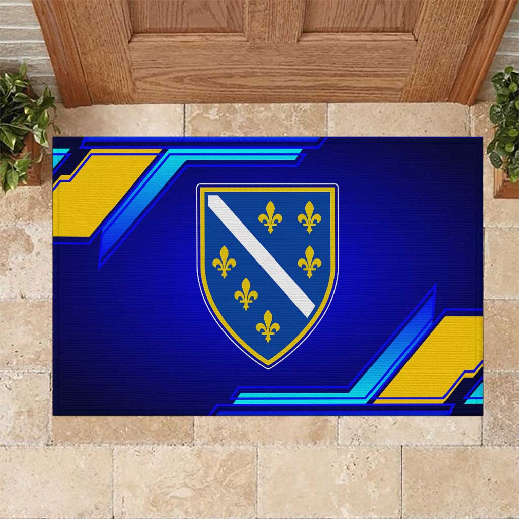 Bosnia and Herzegovina Coat of Arms Rubber Doormat Blend of National Colors & Symbols
