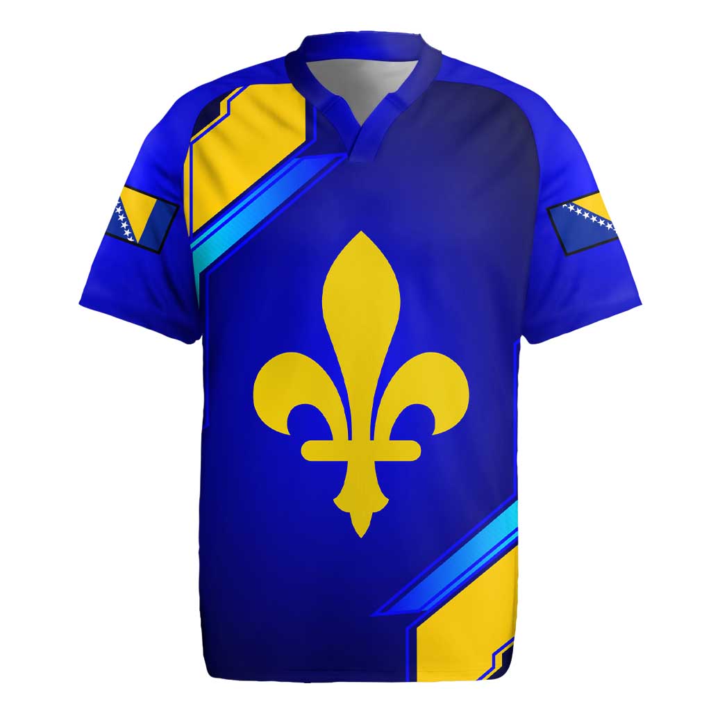 Bosnia and Herzegovina Coat of Arms Rugby Jersey Blend of National Colors & Symbols