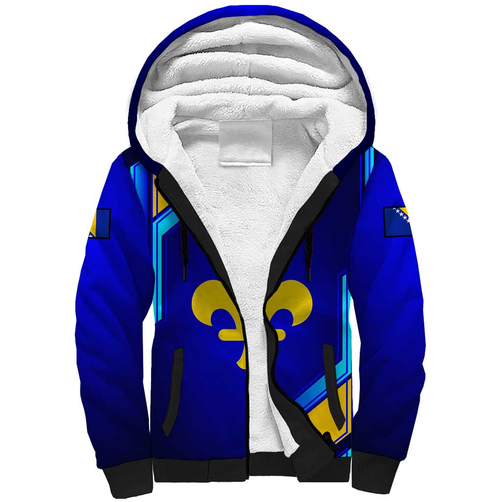 Bosnia and Herzegovina Coat of Arms Sherpa Hoodie Blend of National Colors & Symbols