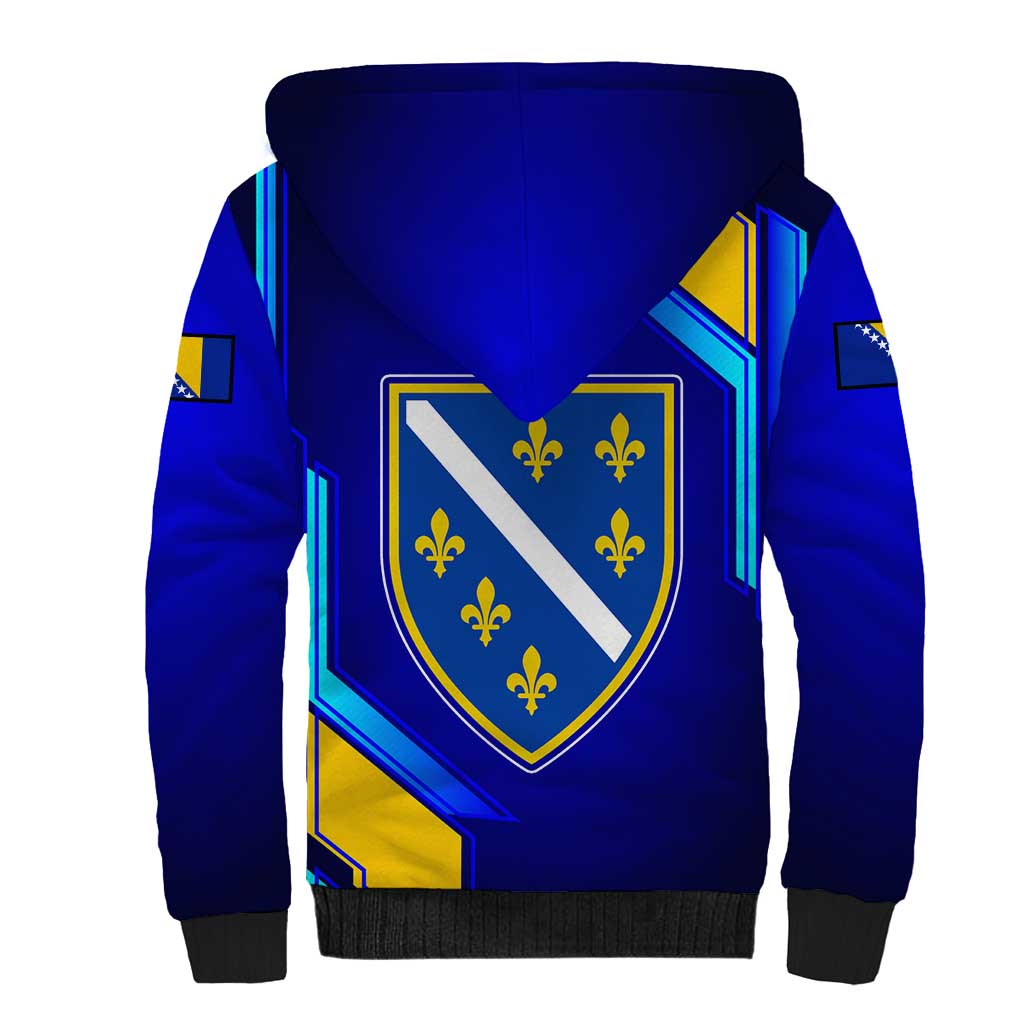 Bosnia and Herzegovina Coat of Arms Sherpa Hoodie Blend of National Colors & Symbols