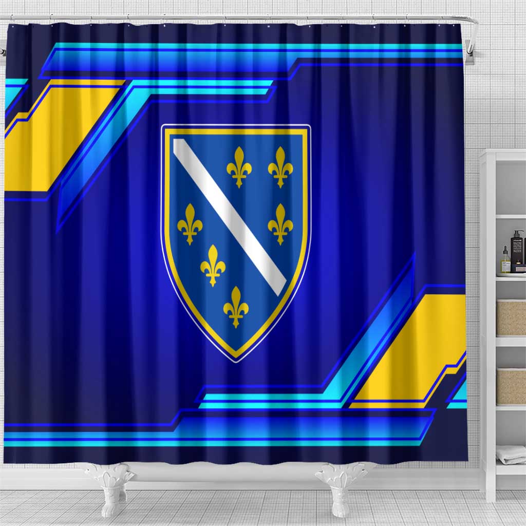Bosnia and Herzegovina Coat of Arms Shower Curtain Blend of National Colors & Symbols