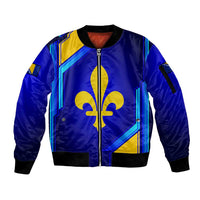 Bosnia and Herzegovina Coat of Arms Sleeve Zip Bomber Jacket Blend of National Colors & Symbols