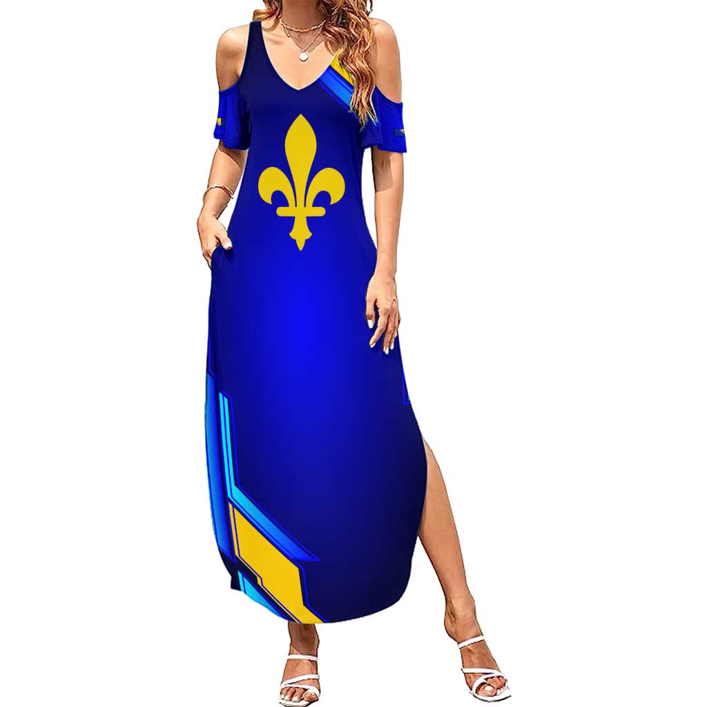 Bosnia and Herzegovina Coat of Arms Summer Maxi Dress Blend of National Colors & Symbols