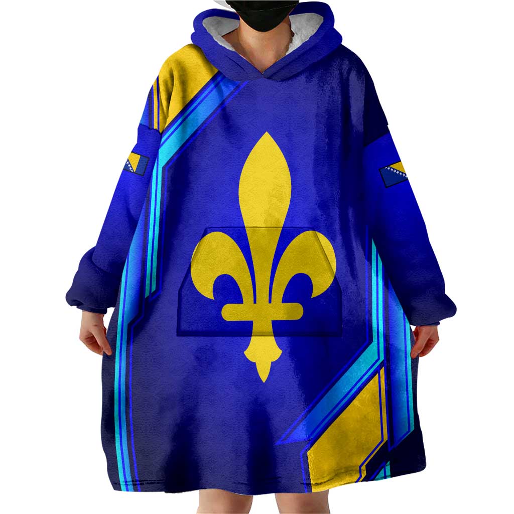 Bosnia and Herzegovina Coat of Arms Wearable Blanket Hoodie Blend of National Colors & Symbols