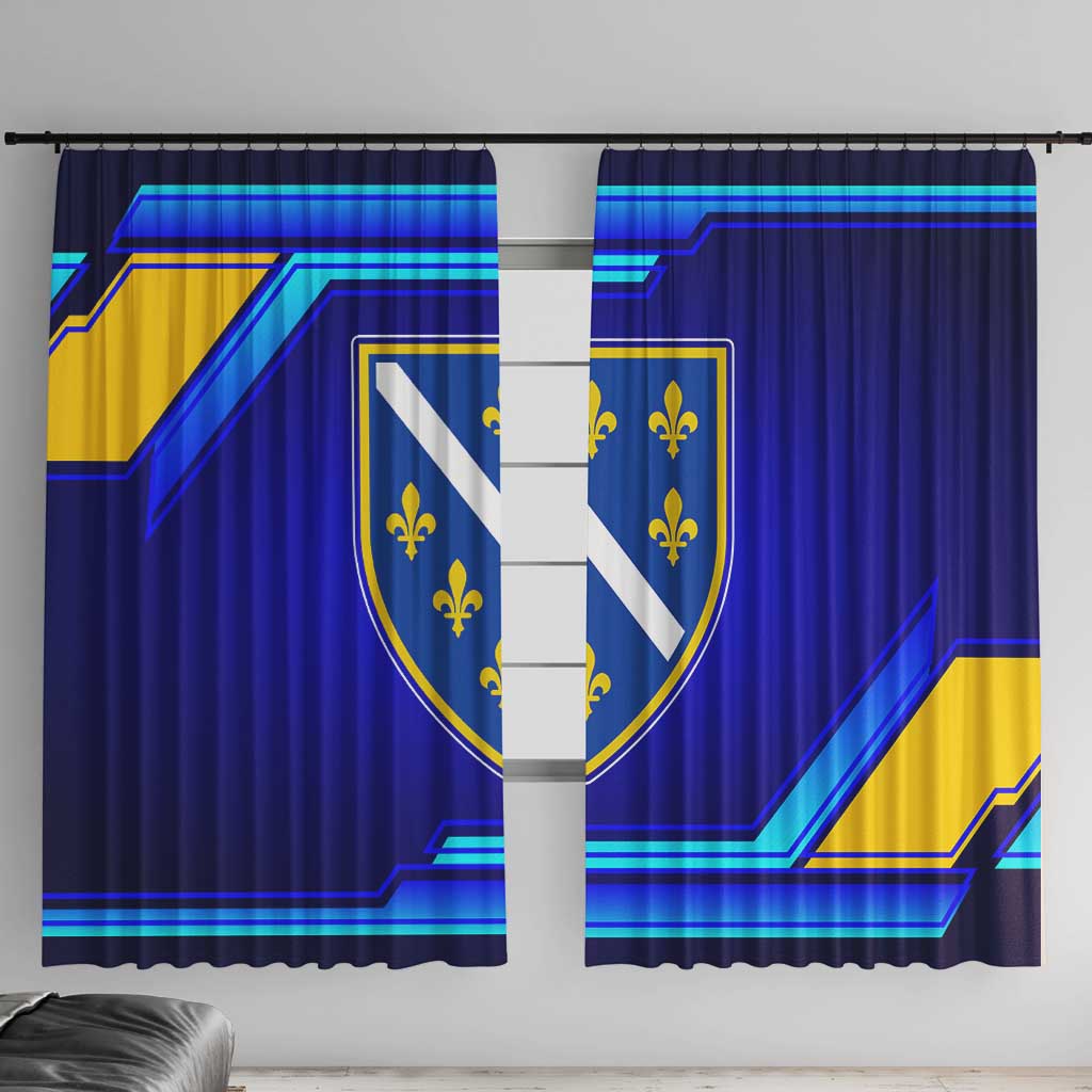 Bosnia and Herzegovina Coat of Arms Window Curtain Blend of National Colors & Symbols
