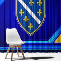 Bosnia and Herzegovina Coat of Arms Window Curtain Blend of National Colors & Symbols