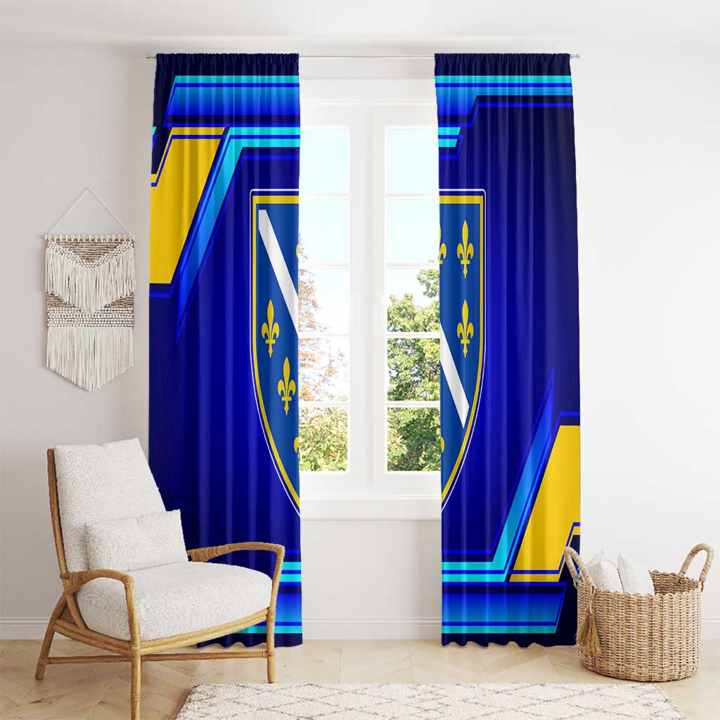 Bosnia and Herzegovina Coat of Arms Window Curtain Blend of National Colors & Symbols