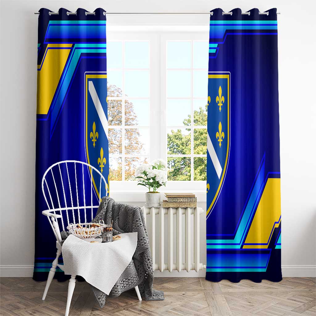 Bosnia and Herzegovina Coat of Arms Window Curtain Blend of National Colors & Symbols