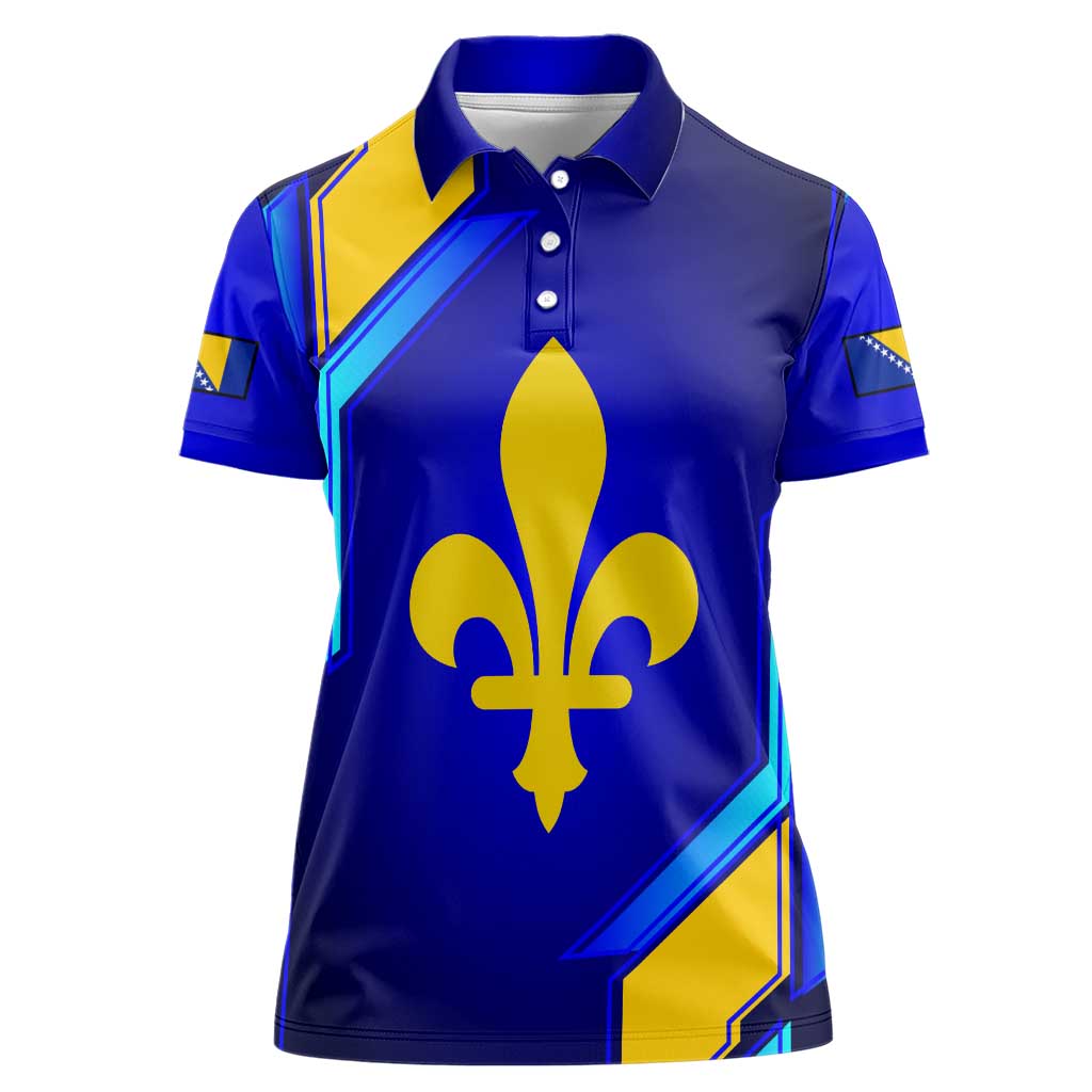 Bosnia and Herzegovina Coat of Arms Women Polo Shirt Blend of National Colors & Symbols