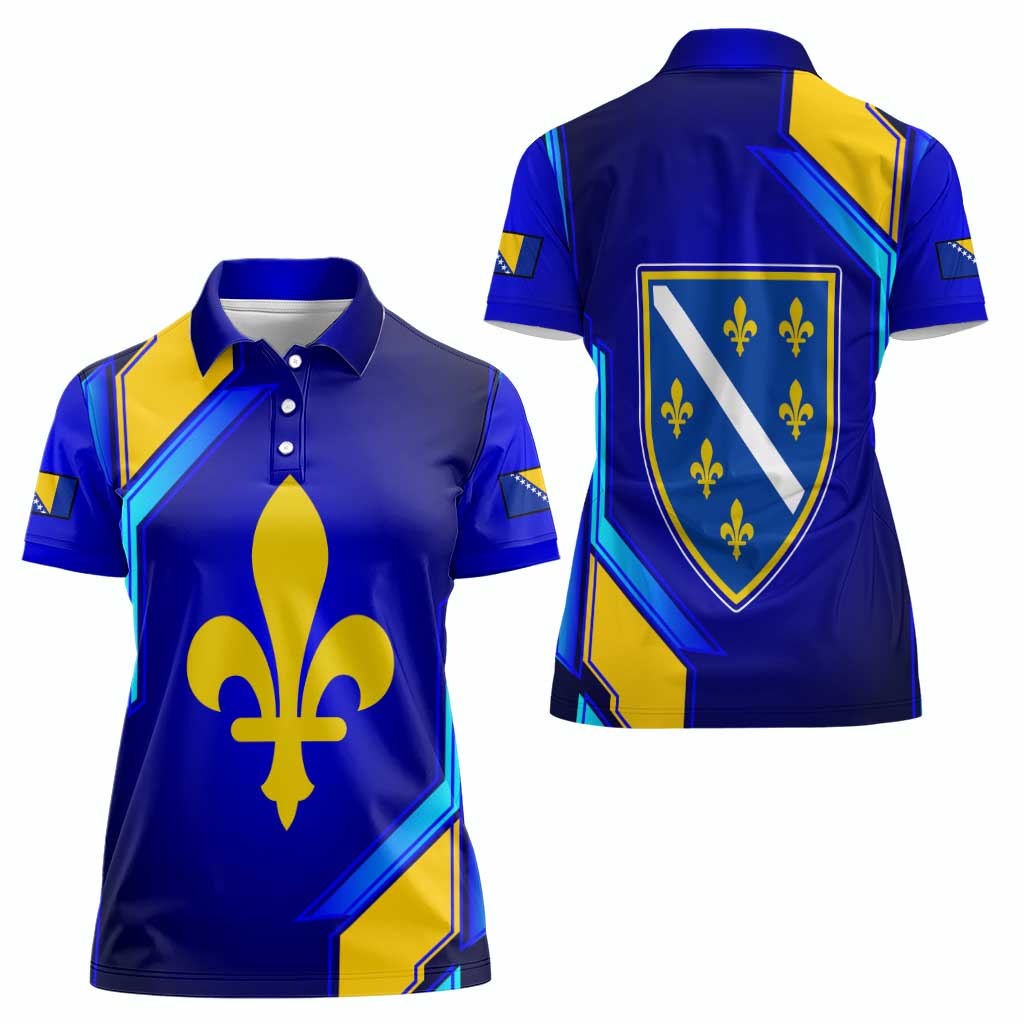 Bosnia and Herzegovina Coat of Arms Women Polo Shirt Blend of National Colors & Symbols