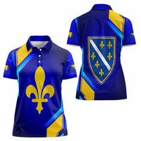 Bosnia and Herzegovina Coat of Arms Women Polo Shirt Blend of National Colors & Symbols
