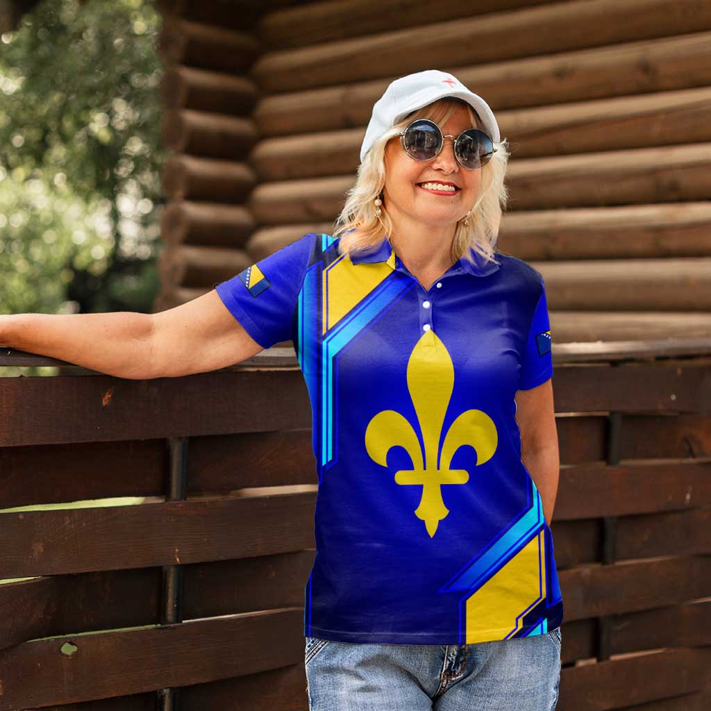 Bosnia and Herzegovina Coat of Arms Women Polo Shirt Blend of National Colors & Symbols