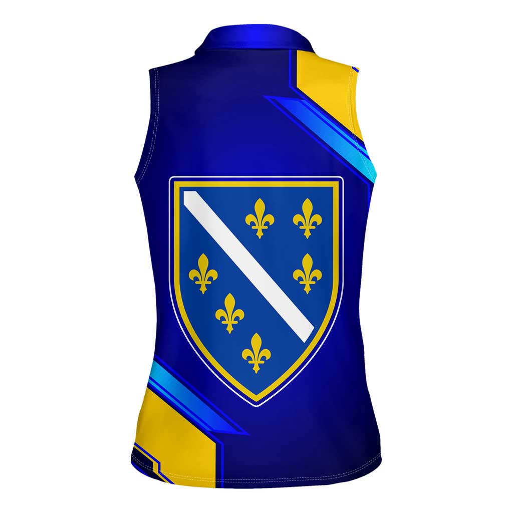 Bosnia and Herzegovina Coat of Arms Women Sleeveless Polo Shirt Blend of National Colors & Symbols
