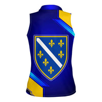 Bosnia and Herzegovina Coat of Arms Women Sleeveless Polo Shirt Blend of National Colors & Symbols