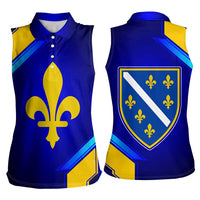 Bosnia and Herzegovina Coat of Arms Women Sleeveless Polo Shirt Blend of National Colors & Symbols