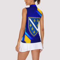Bosnia and Herzegovina Coat of Arms Women Sleeveless Polo Shirt Blend of National Colors & Symbols